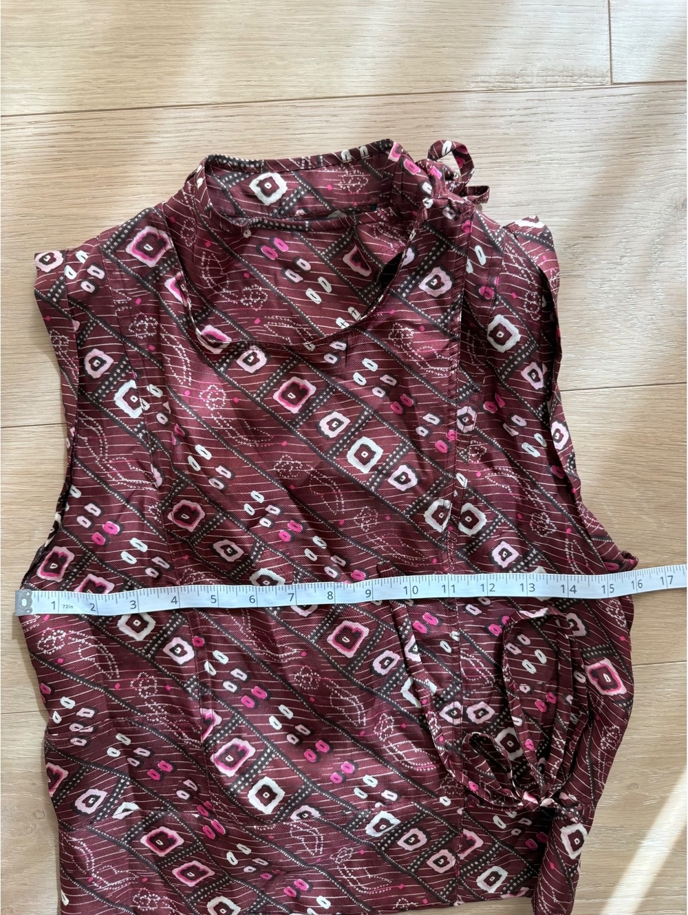 Isabel Marant Silk Printed Wrap Top FR 38 M Red Sleeveless Blouse - Picture 10 of 10